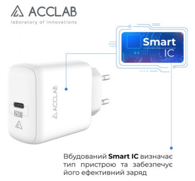 ACCLAB Зарядний пристрій ACCLAB AL-TC125 1хType-C 5В/3A/25W QC/PD3.0 (1283126538841)