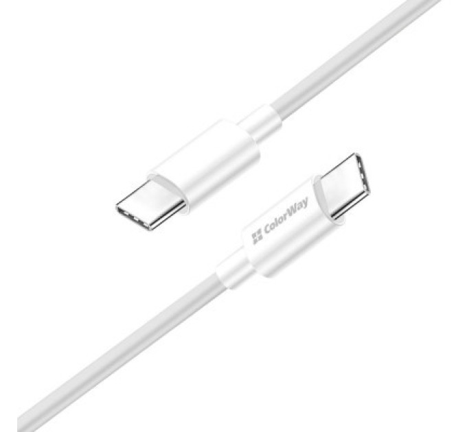 ColorWay Дата кабель USB-C to USB-C 1.0m 3A 60W white ColorWay (CW-CBPDCC055-WT)