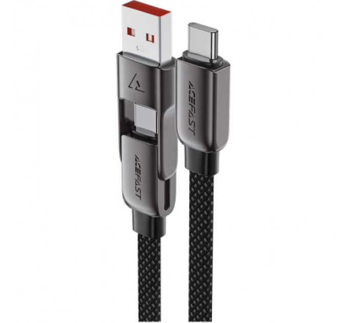 Acefast Дата кабель USB-C to USB-C/A 1.2m 3.0A zink alloy C13-04 Black Acefast (6974316282334)