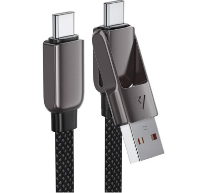 Acefast Дата кабель USB-C to USB-C/A 1.2m 3.0A zink alloy C13-04 Black Acefast (6974316282334)