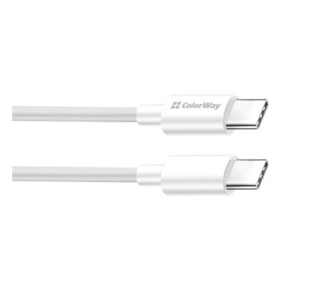 ColorWay Дата кабель USB-C to USB-C 1.0m 3A 60W white ColorWay (CW-CBPDCC055-WT)