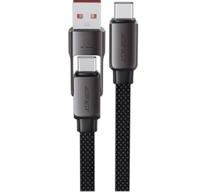 Acefast Дата кабель USB-C to USB-C/A 1.2m 3.0A zink alloy C13-04 Black Acefast (6974316282334)