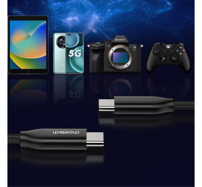 Choetech Дата кабель USB-C to USB-C 1.2m USB 3.1 Gen2 240W (50V/5A) Choetech (XCC-1035)