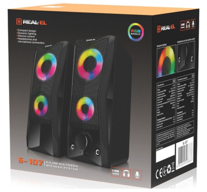 REAL-EL Акустична система REAL-EL S-107 USB Black (EL121100017)