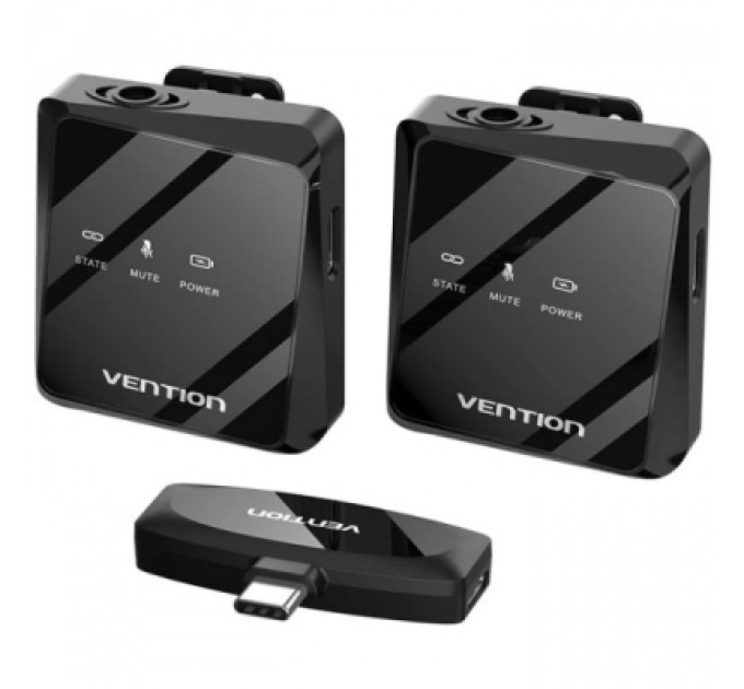 Vention Мікрофон Vention USB-C 2-Pack Wireless Lavalier Black (NCBB0)