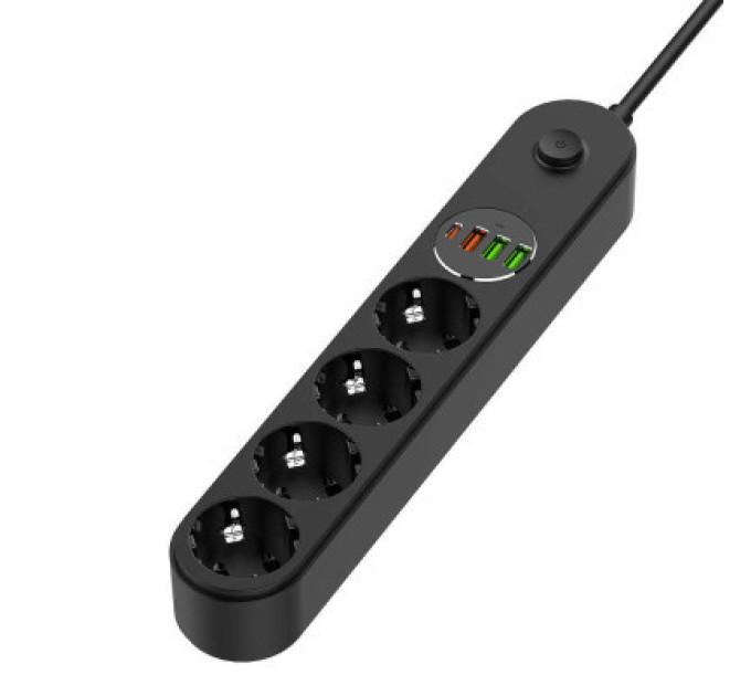 ColorWay Мережевий фільтр живлення ColorWay CW-CHE44PDB, 4 розетки/4USB 2M (CW-CHE44PDB)
