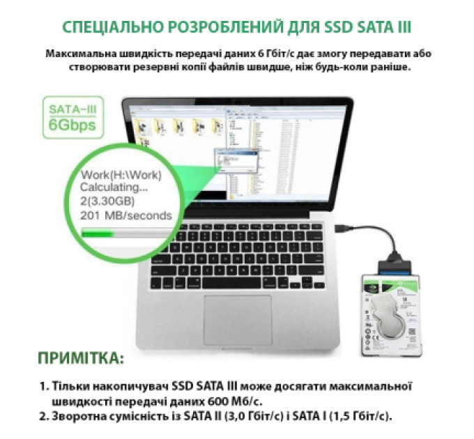 Dynamode Адаптер USB3.0 Type-A/C HDD 2,5" SATA II/III / SSD Dynamode (DM-AD-SATA-U3)