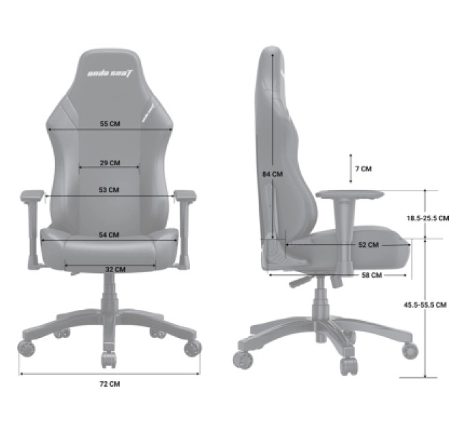 Anda Seat Крісло ігрове Anda Seat Luna Fabric Size L Grey (AD18-44-G-F)