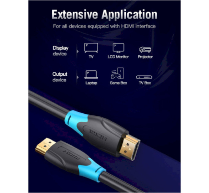 Vention Кабель мультимедійний HDMI to HDMI 2.0m V2.0 4K 30Hz PVC Vention (AACBH)