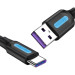 Vention Дата кабель USB 2.0 AM to Type-C 0.5m 5.0A (25W) PVC black Vention (CORBD)