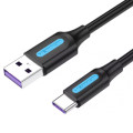 Vention Дата кабель USB 2.0 AM to Type-C 0.5m 5.0A (25W) PVC black Vention (CORBD)