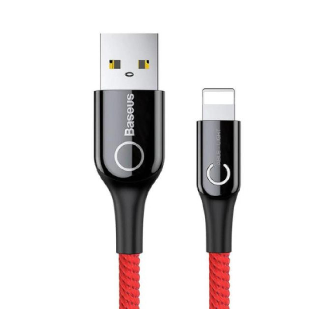 Baseus Дата кабель USB 2.0 AM to Lightning C-shaped Light Intelligent power-off Red Baseus (CALCD-09)