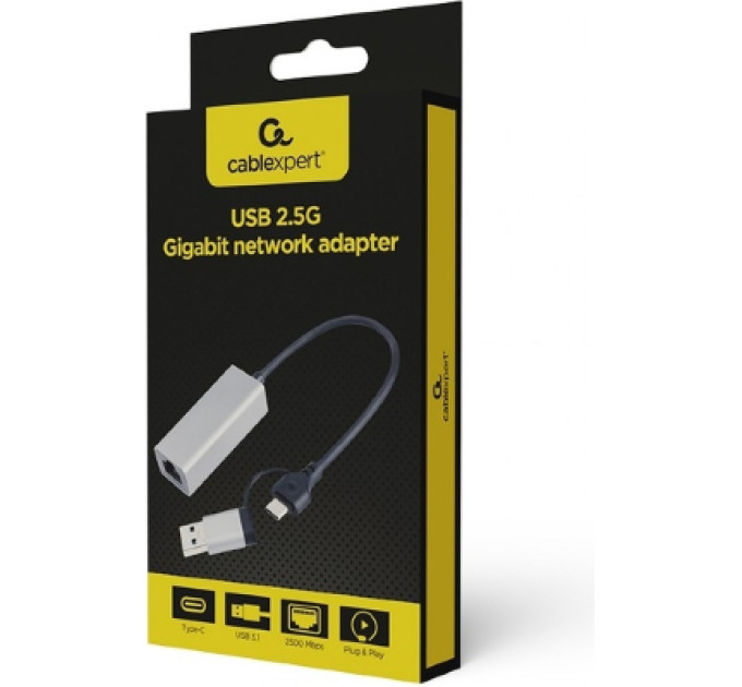 Cablexpert Адаптер USB-A /C to Lan 2.5 Gbit/s Cablexpert (A-USB3AC-LAN2G-01)