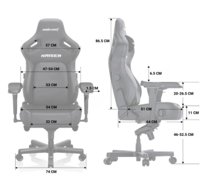 Anda Seat Крісло ігрове Anda Seat Kaiser 4 Fabric Size XL Grey (AD12YDDC-XLL-20-G-CF)