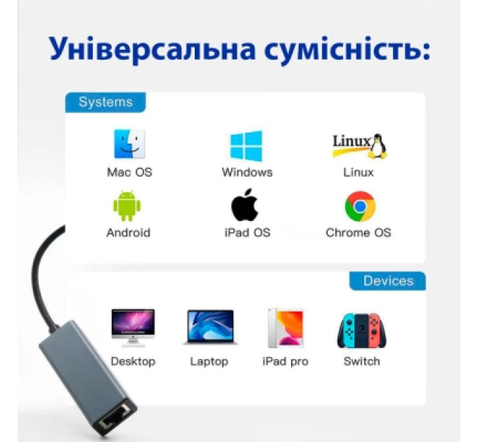 Dynamode Адаптер Dynamode USB3.0 Type-C to 1000/100 Mbit/s RJ-45 (RTL8153) 0.13 m (DM-AD-GLAN-C)