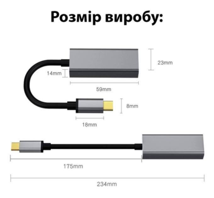 Dynamode Адаптер Dynamode USB3.0 Type-C to 1000/100 Mbit/s RJ-45 (RTL8153) 0.13 m (DM-AD-GLAN-C)
