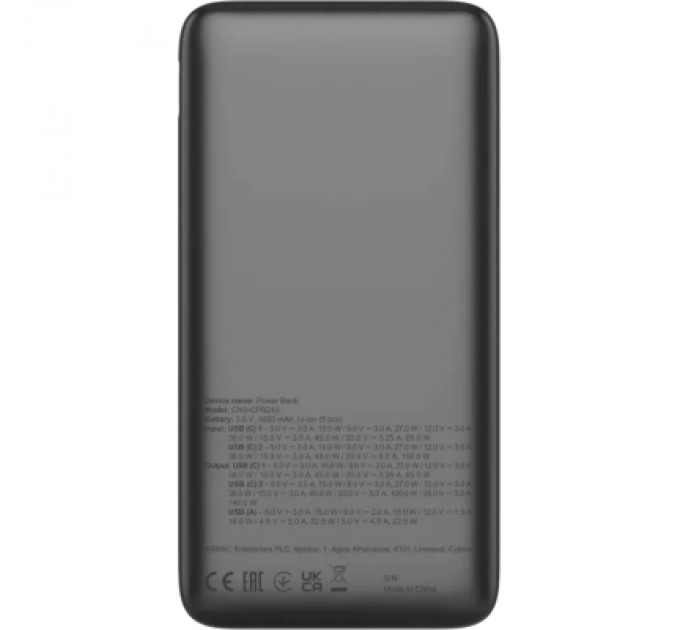 Canyon Батарея універсальна Canyon PB-240 25000mAh, PD3.1/140W, PPS, QC3.0, AFC & SCP, Digital Display (CNS-CPB240)