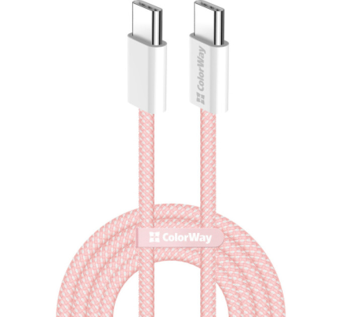 ColorWay Дата кабель USB-C to USB-C 1.0m 60W 3.0А pink ColorWay (CW-CBPDCC061-P)