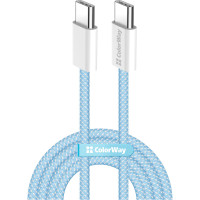 Дата кабель USB-C to USB-C 1.0m 60W 3.0А blue ColorWay (CW-CBPDCC061-BL)