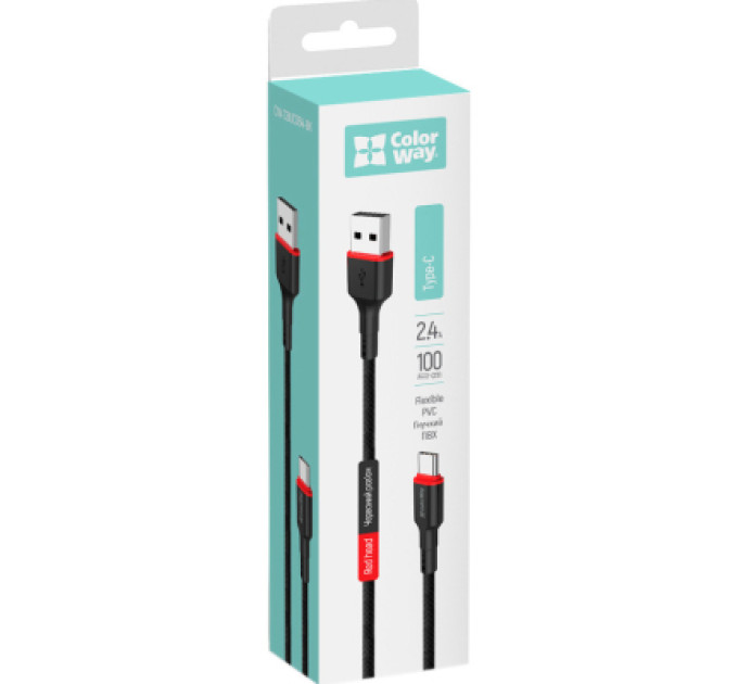 ColorWay Дата кабель USB-C to USB-C 1.0m 2.4А black ColorWay (CW-CBUC064-BK)
