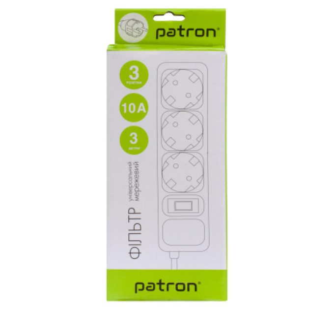 Patron Мережевий фільтр живлення Patron EXT-PN-SP-1033, 3m Black (EXT-PN-SP-1033)
