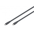 Digitus Дата кабель USB-C to USB-C 1.0m USB 3.2 Gen2 10G 100W 4K silicone black Digitus (AK-300342-010-S)