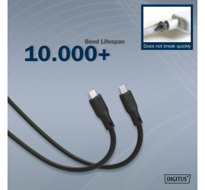 Digitus Дата кабель USB-C to USB-C 1.0m USB 4.0 Gen3 40G 240W 8K silicone black Digitus (AK-300344-010-S)
