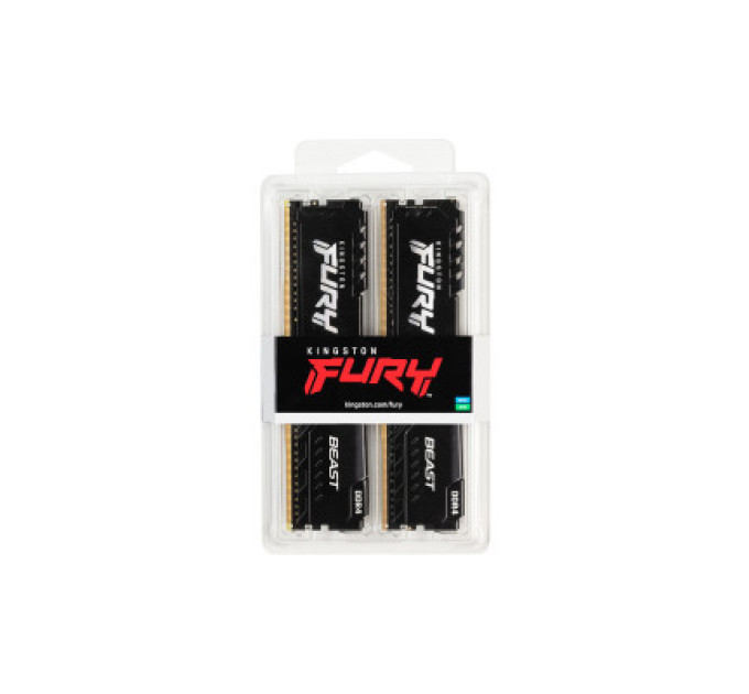 Kingston Fury (ex.HyperX) Модуль пам'яті для комп'ютера DDR4 32GB (2x16GB) 3200 MHz Fury Beast Black Kingston Fury (ex.HyperX) (KF432C16BB1K2/32)