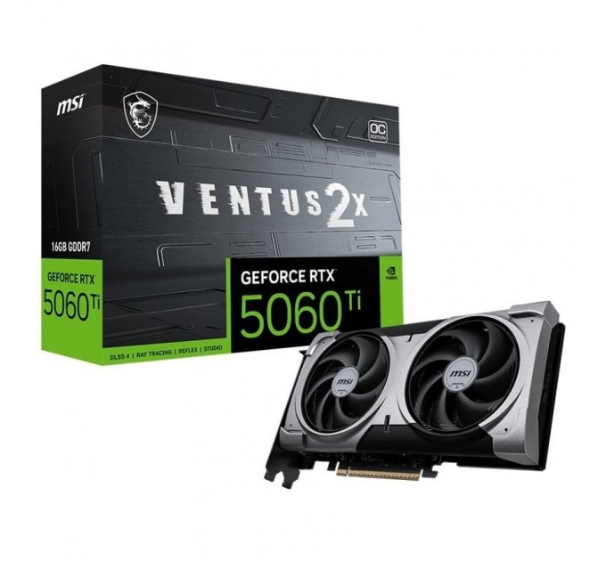 MSI Відеокарта GF RTX 5060 Ti 16GB GDDR7 Ventus 2X OC Plus MSI (GeForce RTX 5060 Ti 16G VENTUS 2X OC PLUS)
