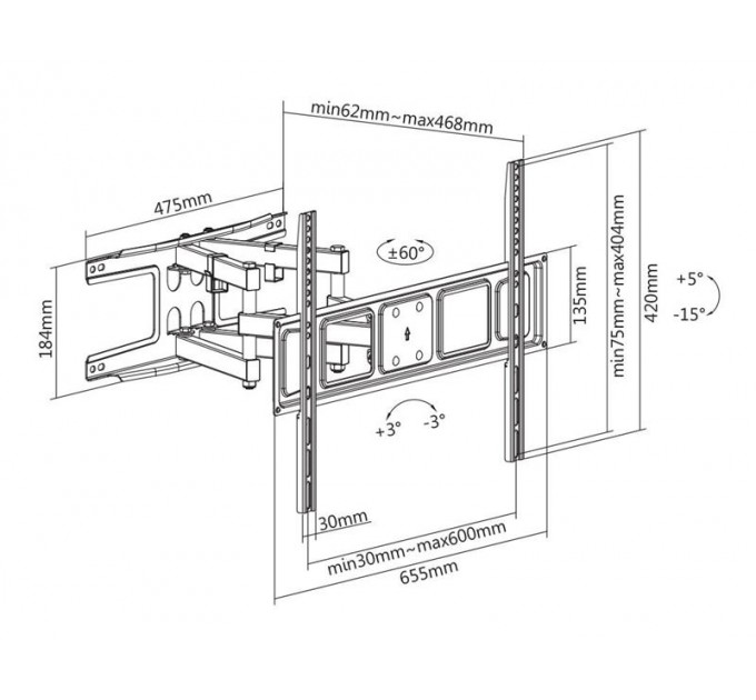 Satelit Кронштейн Satelit 39-80PIVOT600A (VESA600х400)