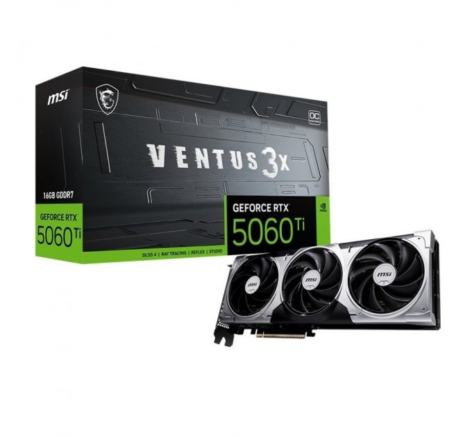 MSI Відеокарта GF RTX 5060 Ti 16GB GDDR7 Ventus 3X OC MSI (GeForce RTX 5060 Ti 16G VENTUS 3X OC)