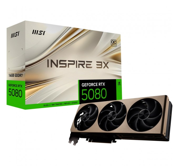 MSI Відеокарта GF RTX 5080 16GB GDDR7 Inspire 3X OC MSI (GeForce RTX 5080 16G INSPIRE 3X OC)