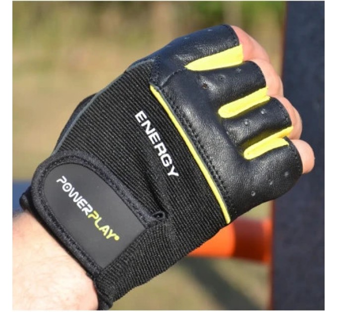 PowerPlay Рукавички для фітнесу PowerPlay 9058 Energy чорно-жовті M (PP_9058_M_Energy)