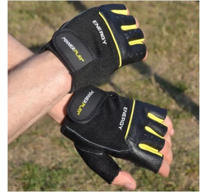 PowerPlay Рукавички для фітнесу PowerPlay 9058 Energy чорно-жовті M (PP_9058_M_Energy)