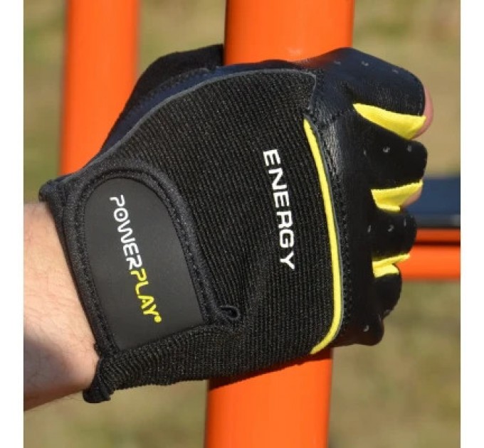 PowerPlay Рукавички для фітнесу PowerPlay 9058 Energy чорно-жовті M (PP_9058_M_Energy)