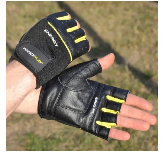 PowerPlay Рукавички для фітнесу PowerPlay 9058 Energy чорно-жовті M (PP_9058_M_Energy)