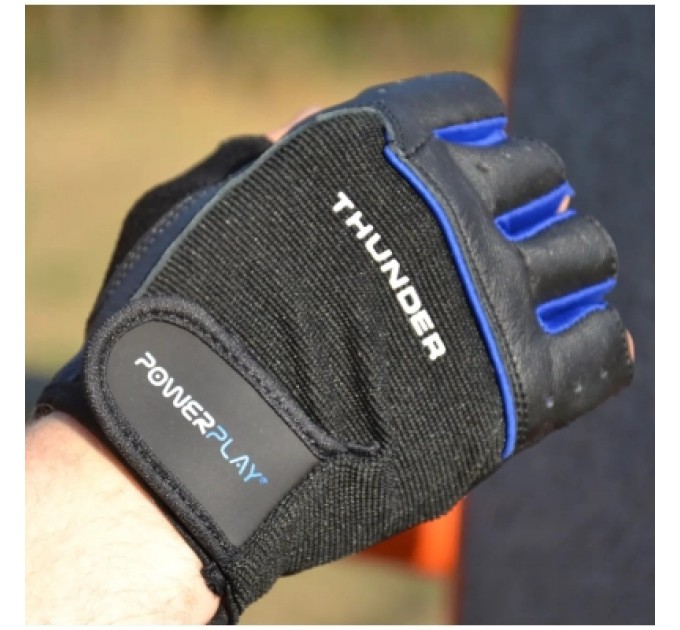 PowerPlay Рукавички для фітнесу PowerPlay 9058 Thunder чорно-сині M (PP_9058_M_Thunder)
