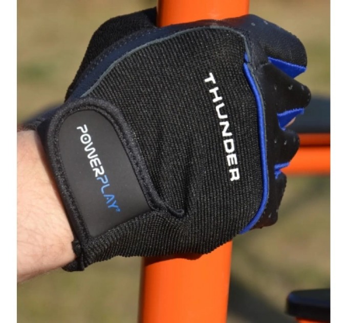 PowerPlay Рукавички для фітнесу PowerPlay 9058 Thunder чорно-сині M (PP_9058_M_Thunder)