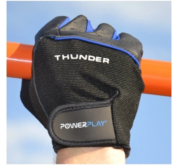 PowerPlay Рукавички для фітнесу PowerPlay 9058 Thunder чорно-сині M (PP_9058_M_Thunder)