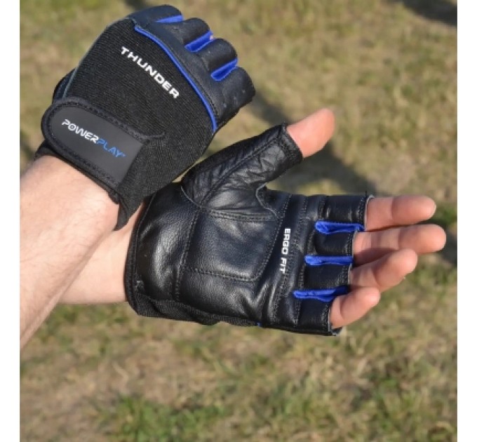PowerPlay Рукавички для фітнесу PowerPlay 9058 Thunder чорно-сині M (PP_9058_M_Thunder)
