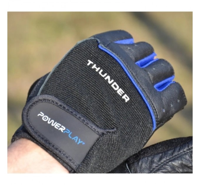 PowerPlay Рукавички для фітнесу PowerPlay 9058 Thunder чорно-сині M (PP_9058_M_Thunder)