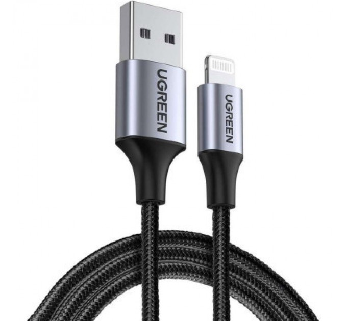 Ugreen Дата кабель USB 2.0 AM to Lightning 2.0m US199 2.4A Black Ugreen (60158)