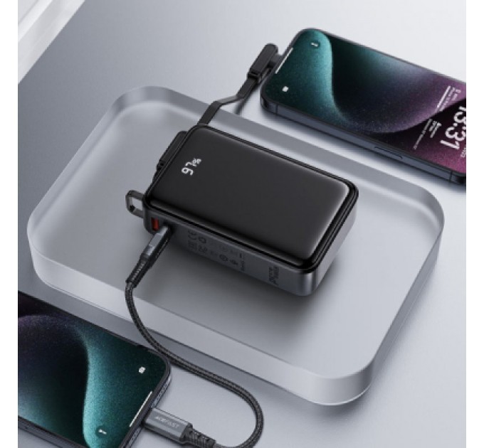 Acefast Батарея універсальна Acefast 20000mAh 67W PD/3.0, 20В/3.35A Type-C, USB-A, with cable, Li-ion M4 Black (6974316282723)