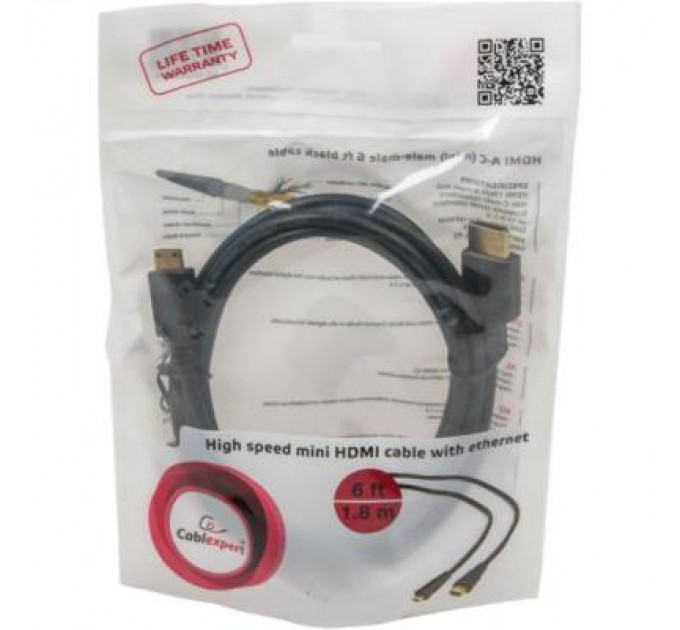 Cablexpert Кабель мультимедійний HDMI A to HDMI C (mini), 1.8m Cablexpert (CC-HDMI4C-6)