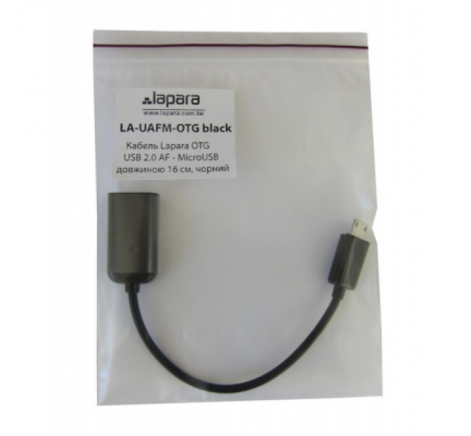 Lapara Дата кабель OTG USB 2.0 AF to Micro 5P 0.16m Lapara (LA-UAFM-OTG black)