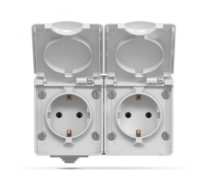 Videx Розетка Videx BINERA IP65 зовнішня 2ая із заземленням сіра (VF-BNW22G-G)