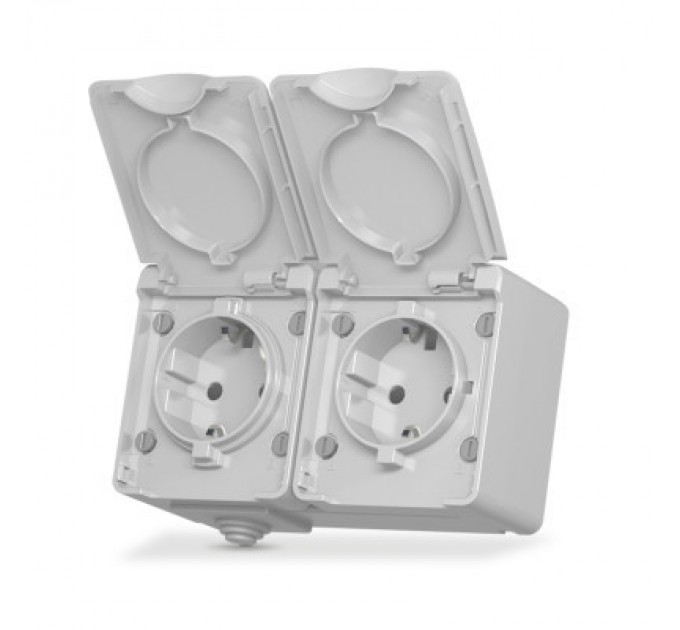 Videx Розетка Videx BINERA IP65 зовнішня 2ая із заземленням сіра (VF-BNW22G-G)