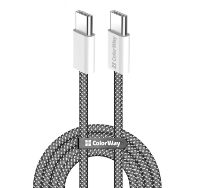 ColorWay Дата кабель USB-C to USB-C 2.0m (braided cotton) (PD Fast Charging 60W) 3.0А black ColorWay (CW-CBPDCC068-BK)