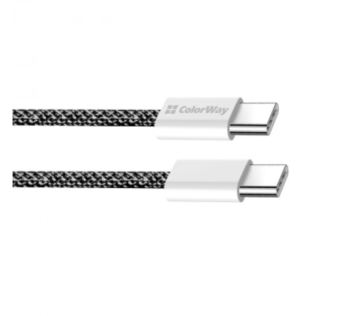 ColorWay Дата кабель USB-C to USB-C 2.0m (braided cotton) (PD Fast Charging 60W) 3.0А black ColorWay (CW-CBPDCC068-BK)