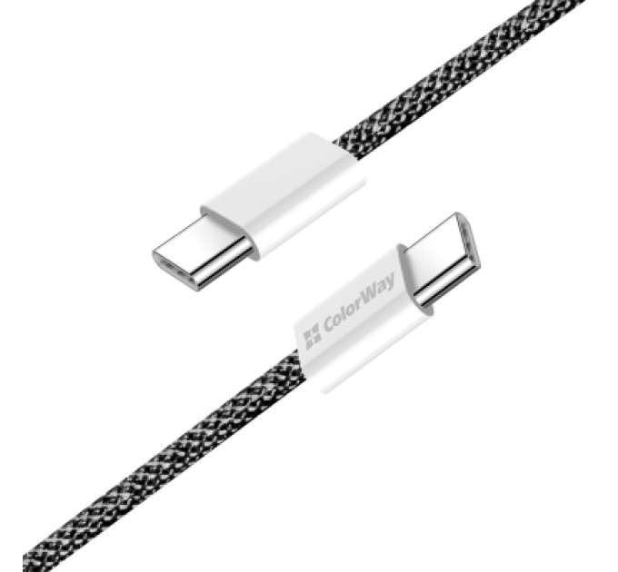 ColorWay Дата кабель USB-C to USB-C 2.0m (braided cotton) (PD Fast Charging 60W) 3.0А black ColorWay (CW-CBPDCC068-BK)